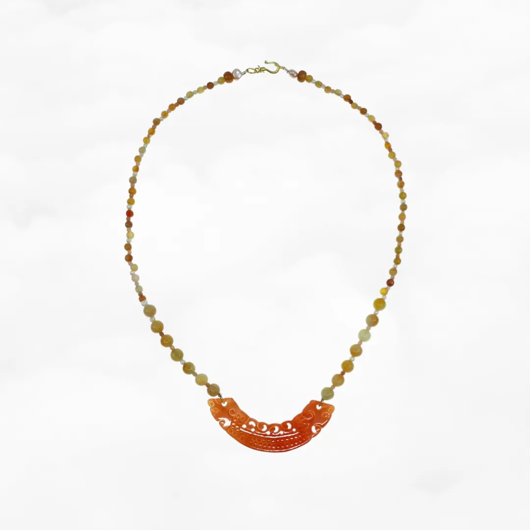 Red and Yellow Jadeite Huang Necklace