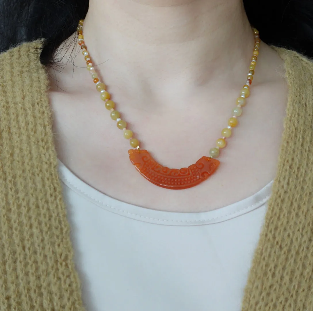 Red and Yellow Jadeite Huang Necklace