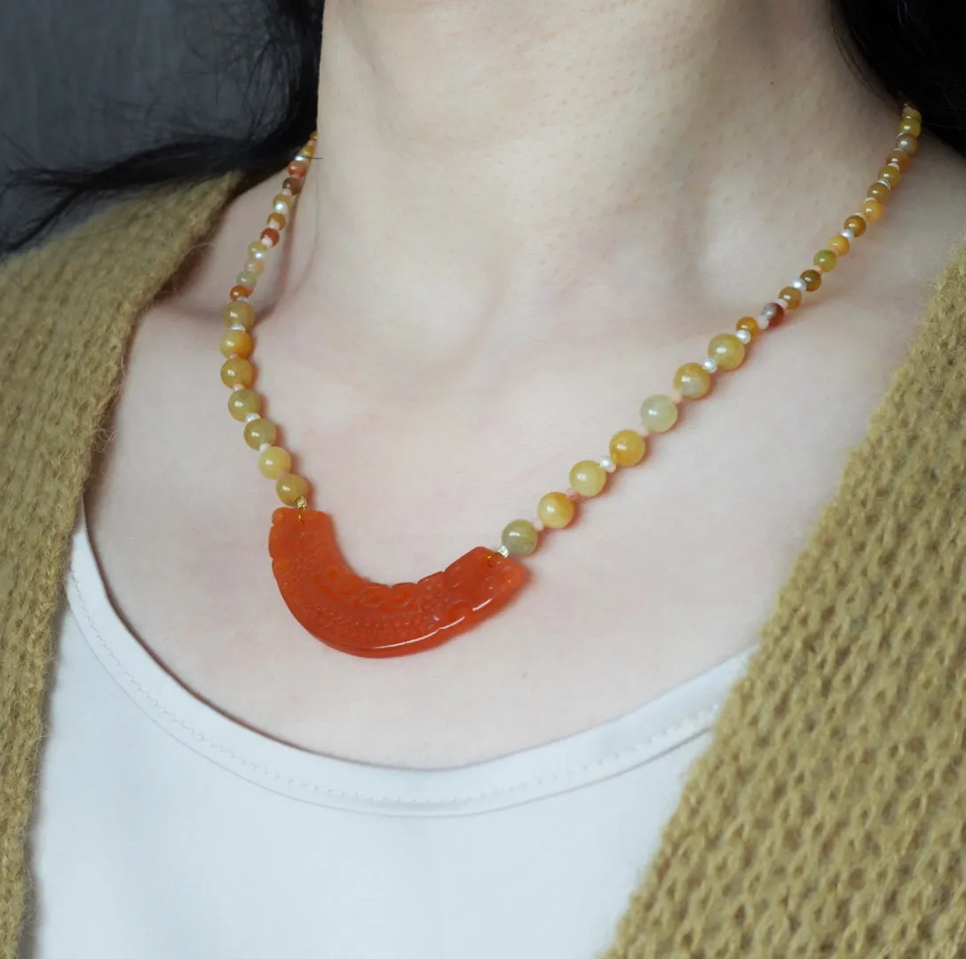 Red and Yellow Jadeite Huang Necklace