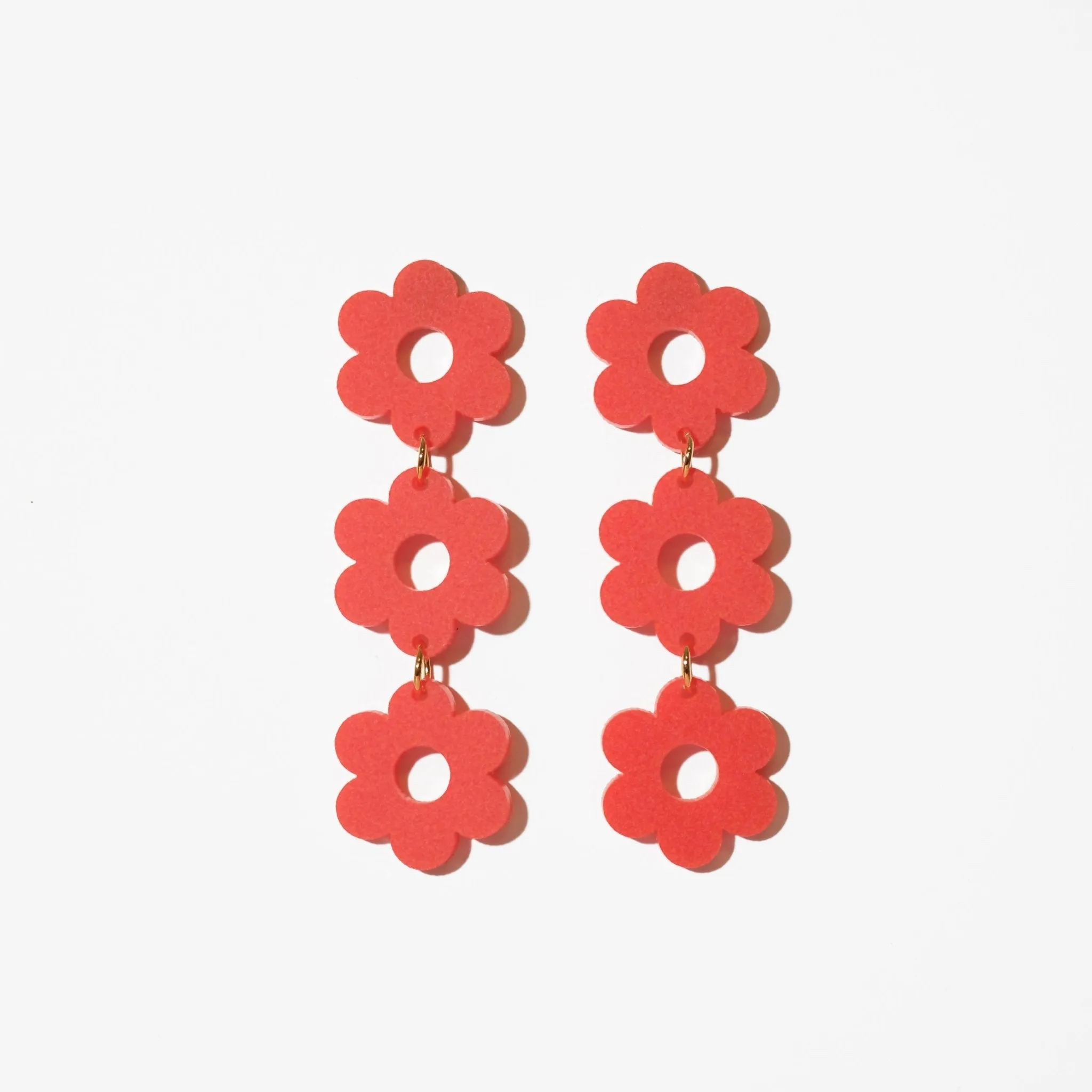 Red Daisy Chain Dangle Earrings