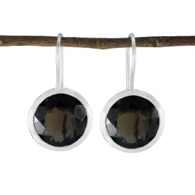 Riyo Exquisite 925 Sterling Silver Earring For Female Smoky Quartz Earring Bezel Setting Brown Earring Dangle Earring