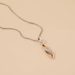 Rose-Tone Sterling Silver Dainty Open Marquise Pendant