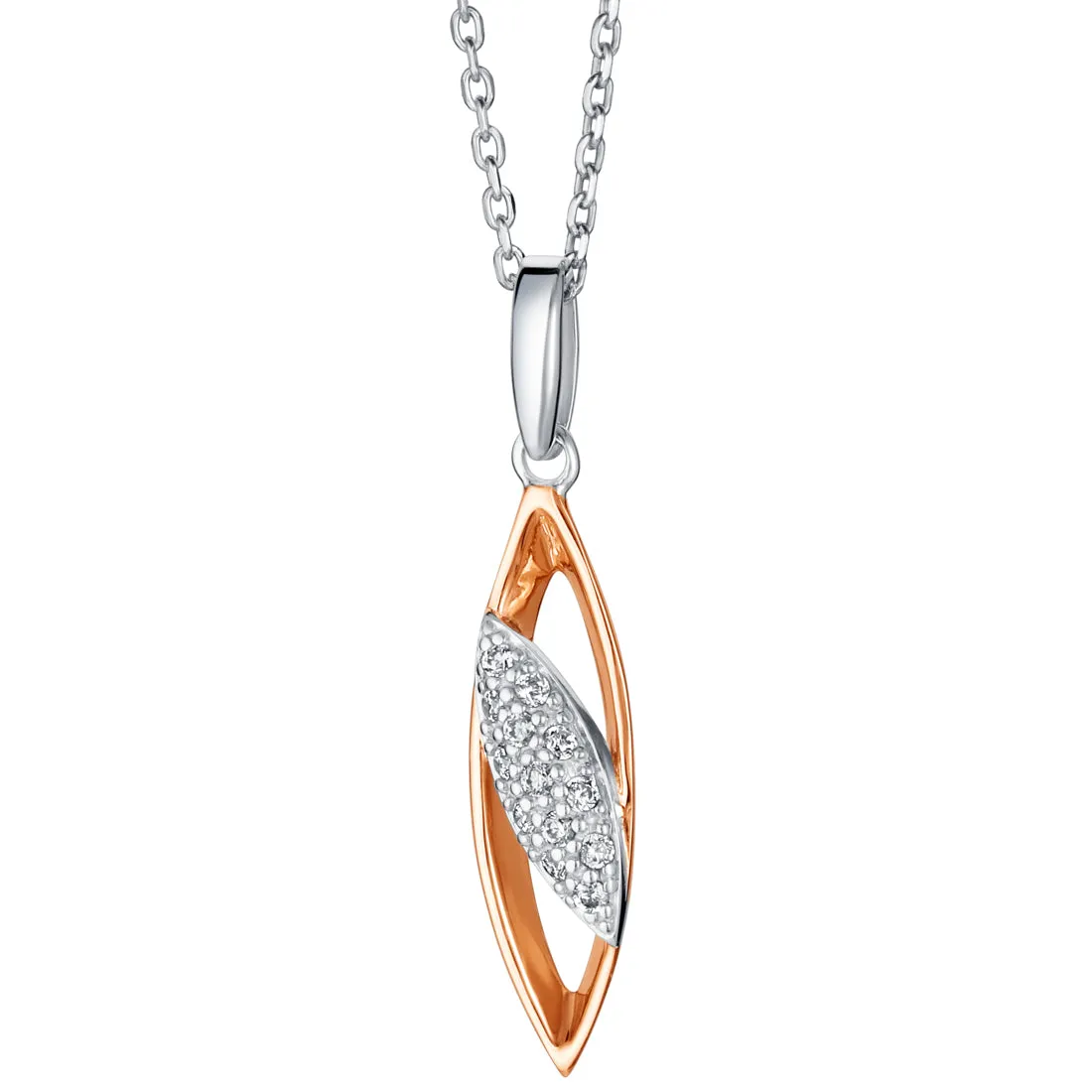 Rose-Tone Sterling Silver Dainty Open Marquise Pendant