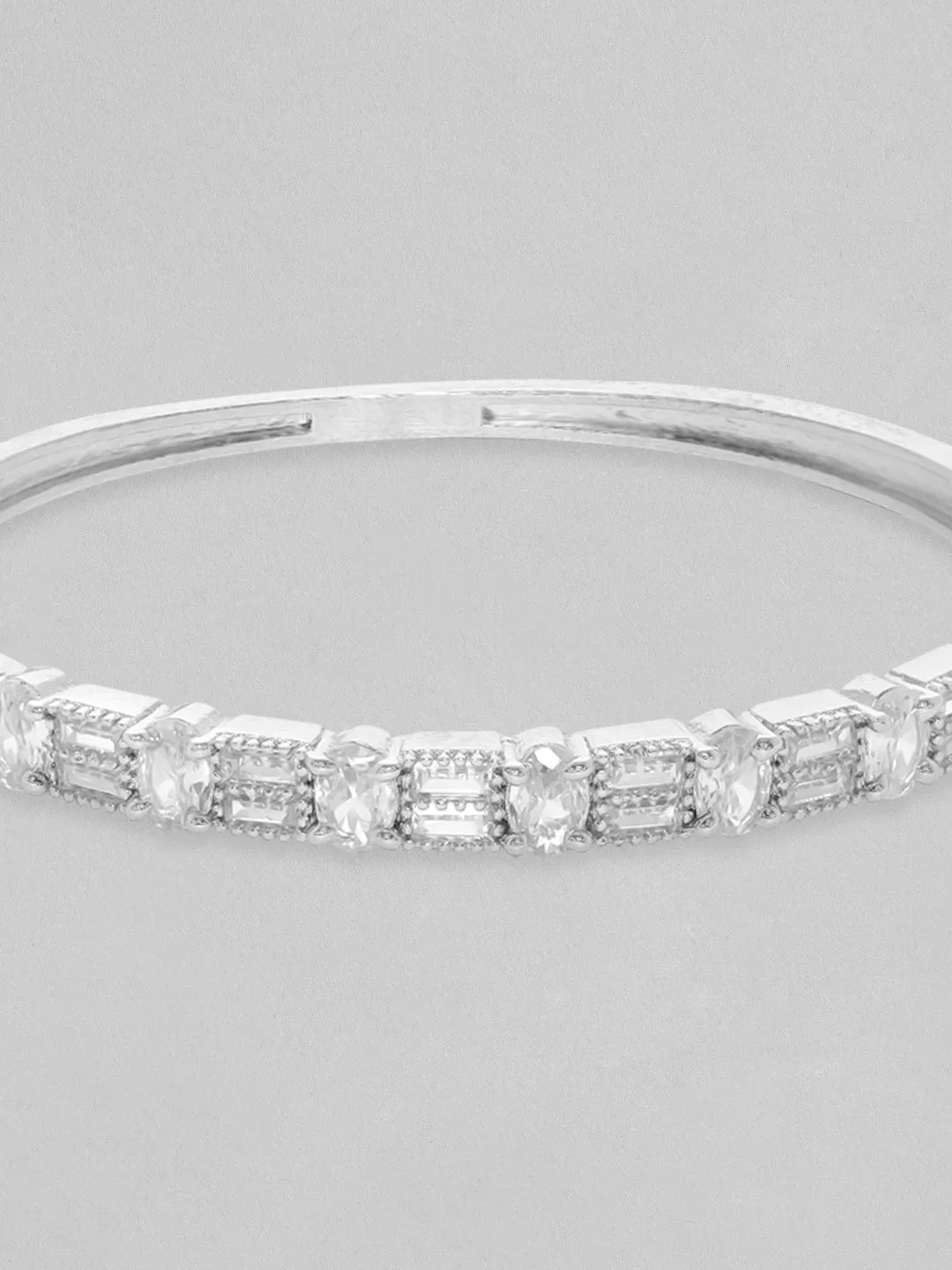 Rubans Rhodium plated crystal zirconia studded minimal bracelet