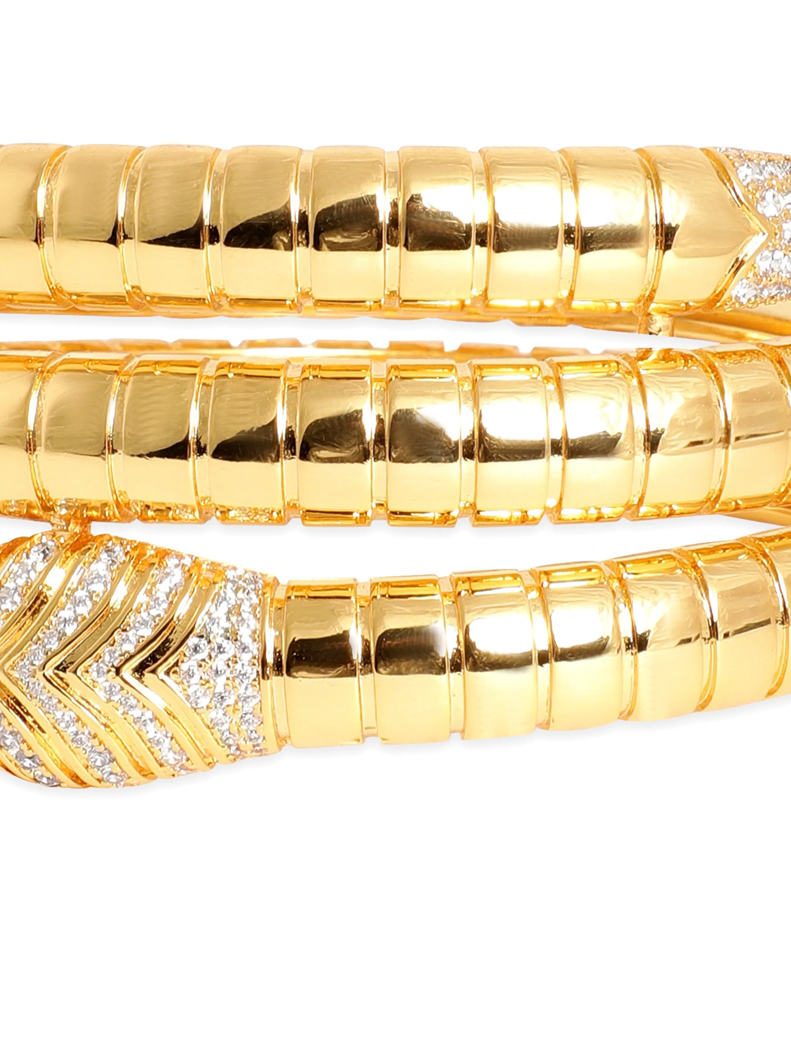 Rubans Voguish 22K Gold plated Zirconia studded Snake chain patterned expandable triple layer bracelet