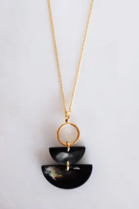 Saigon II Geo Buffalo Horn Long Pendant Necklace