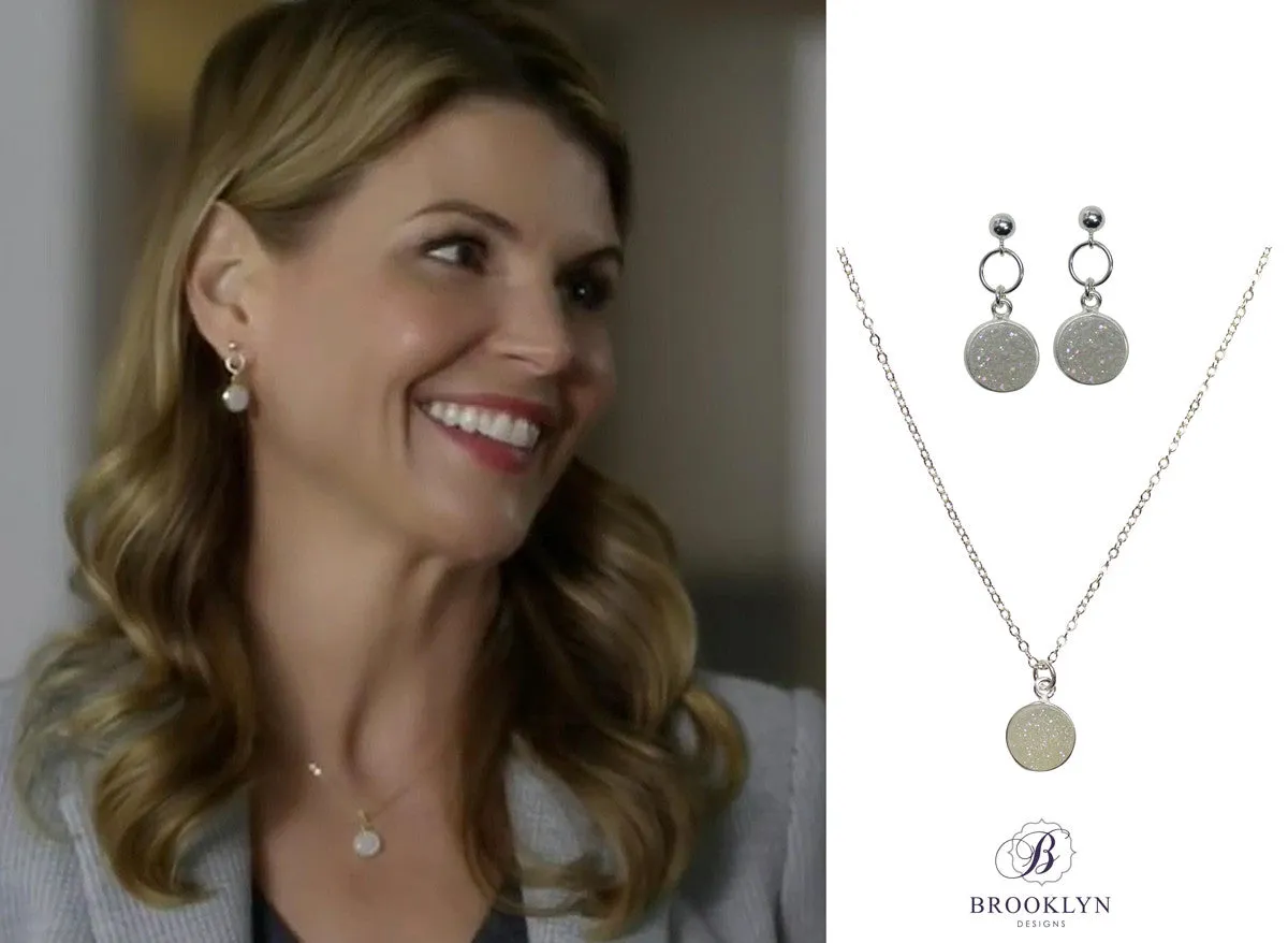 SALE Monica Druzy Silver Necklace *As Seen On Alison Sweeney and Lori Loughlin*