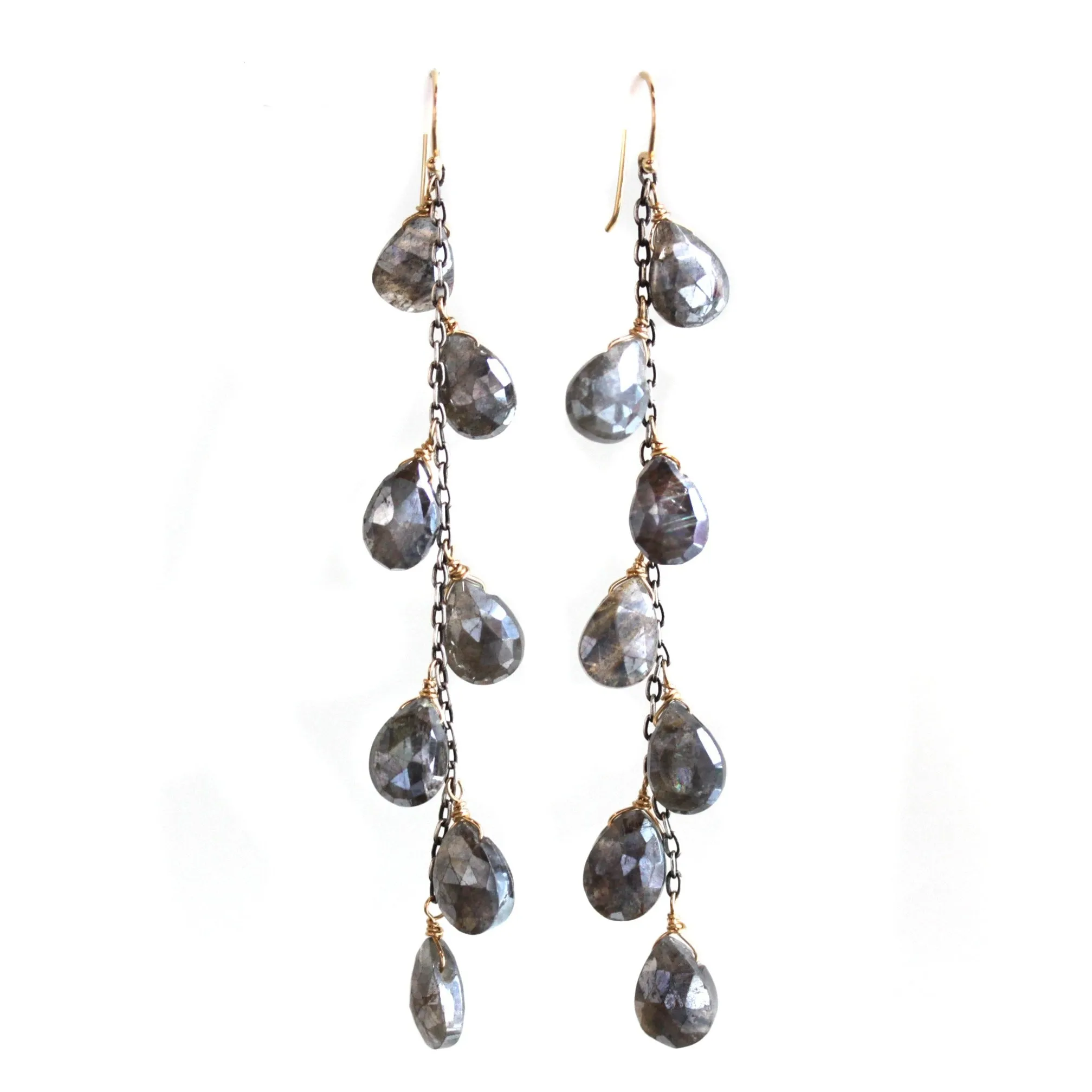 Seven Drop Mystic Labradorite Dangle Earrings