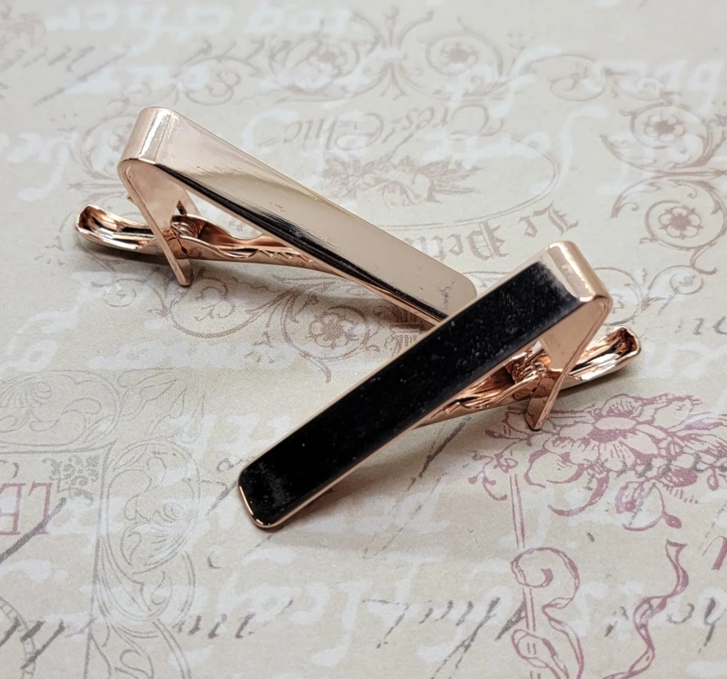 Shiny Rose Gold Tie Clips (2) - L1370