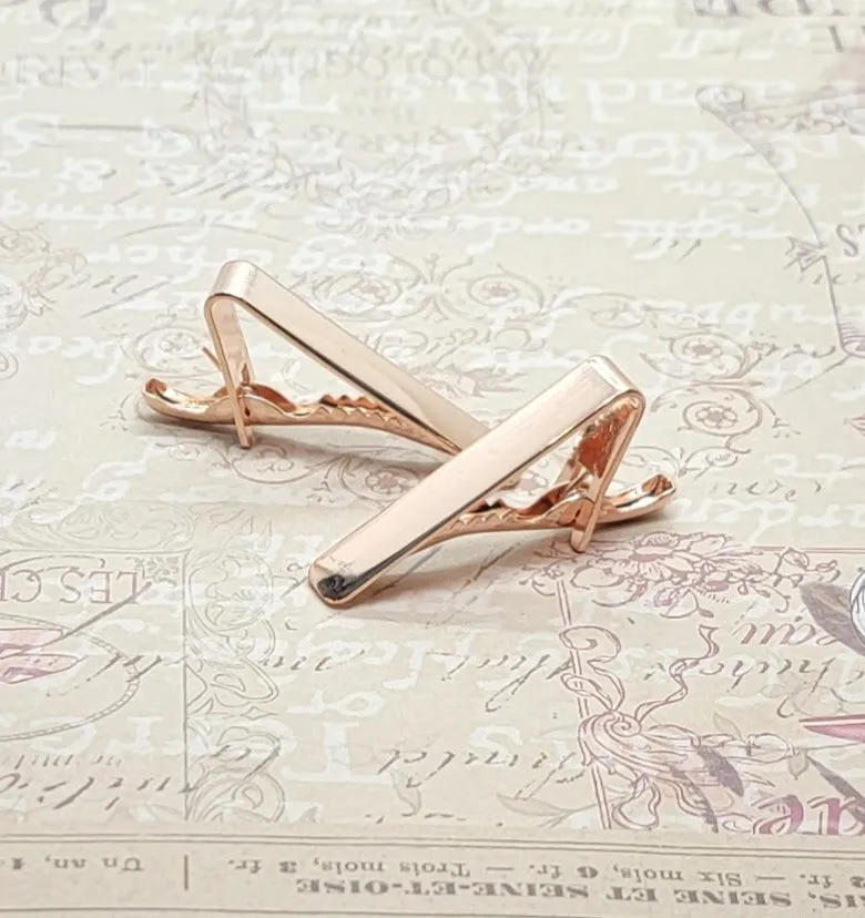 Shiny Rose Gold Tie Clips (2) - L1370