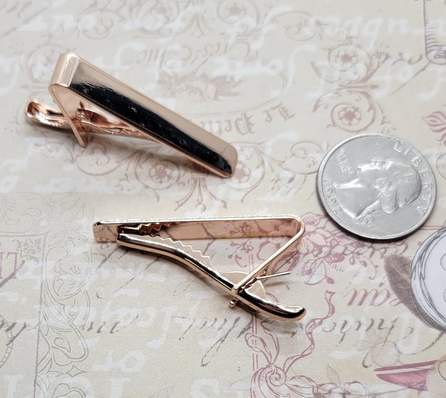 Shiny Rose Gold Tie Clips (2) - L1370