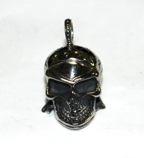 Stainless Steel Small Skull Pendant with Ribbons on Helmet- UDINC0491