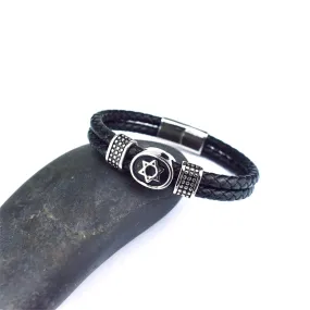 Star of David Multilayer Leather Stainless Steel Bracelet