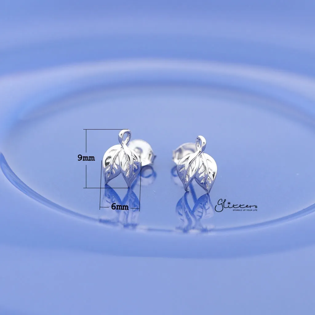 Sterling Silver Leaves Women's Stud Earrings