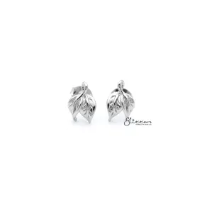 Sterling Silver Leaves Women's Stud Earrings