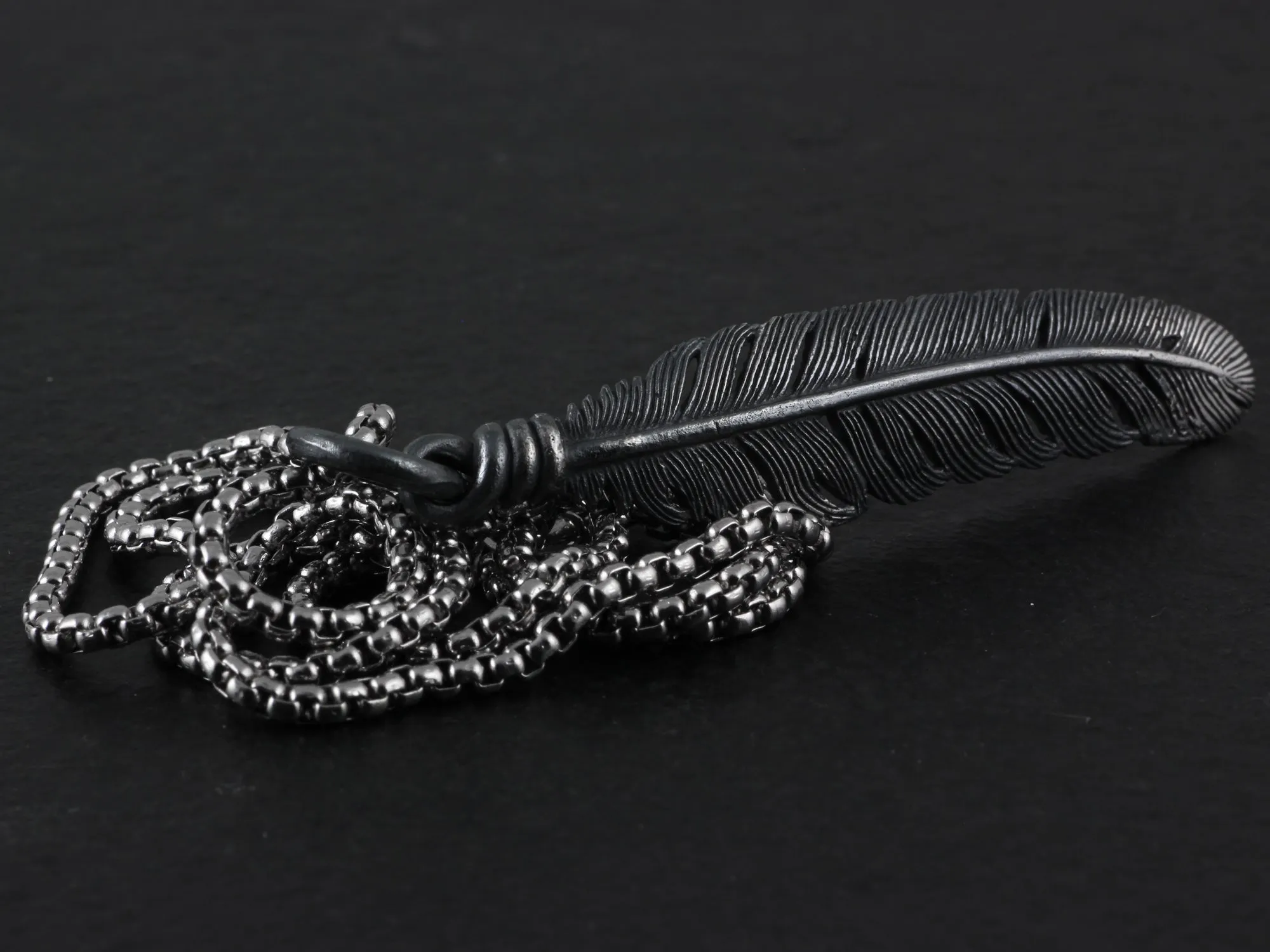 Sterling Silver Raven Feather Necklace