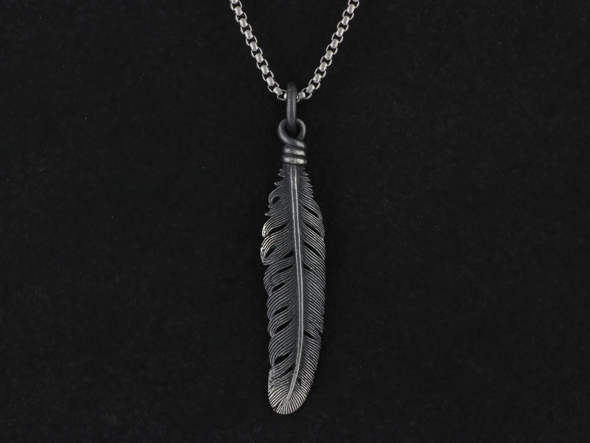 Sterling Silver Raven Feather Necklace