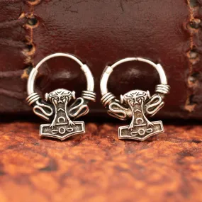 Sterling Silver Thor's Hammer (Mjolnir) Earrings