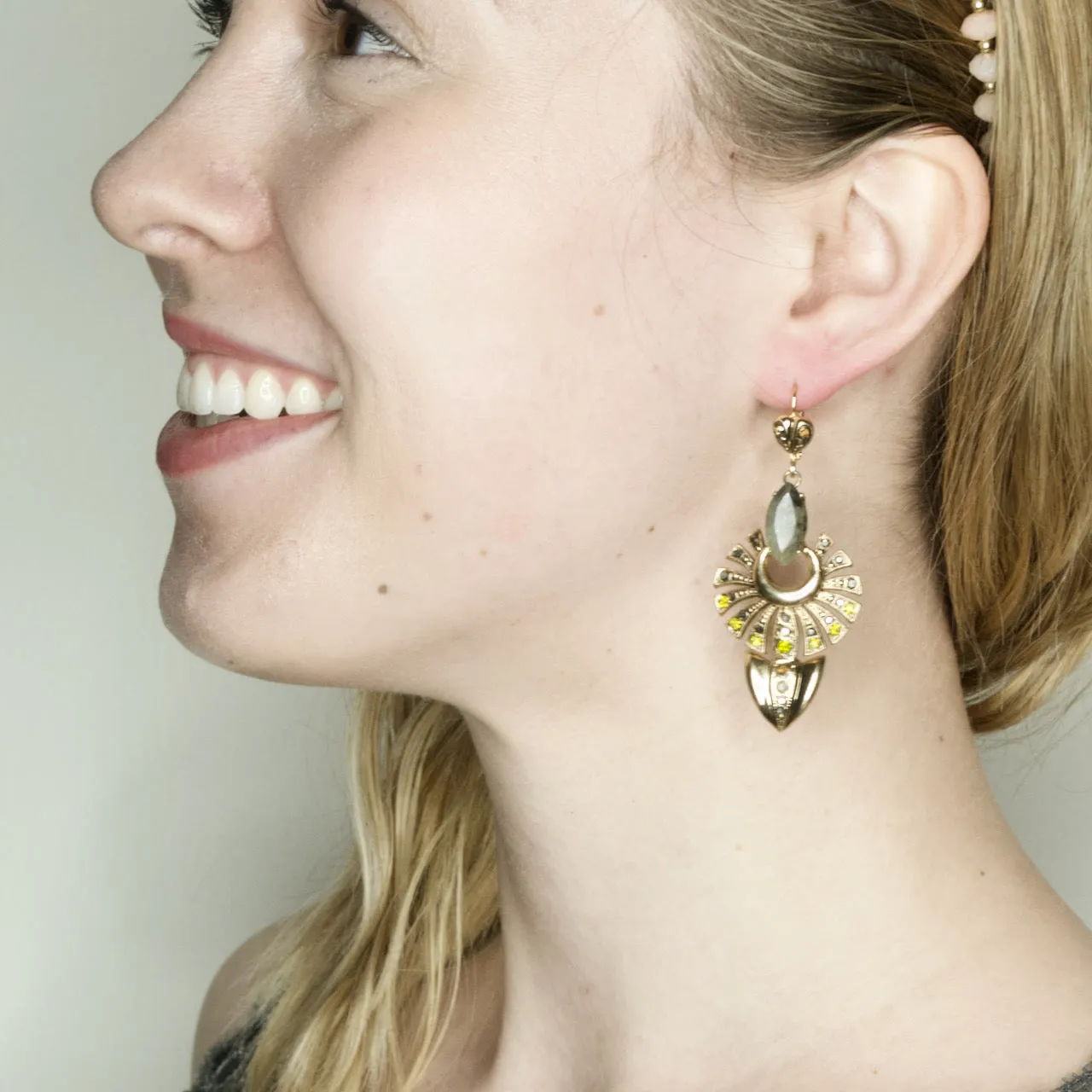 Striking Gold Swarovski Crystal Drop Earrings by AMARO