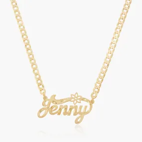 The Floral Diamond Cut Name Necklace