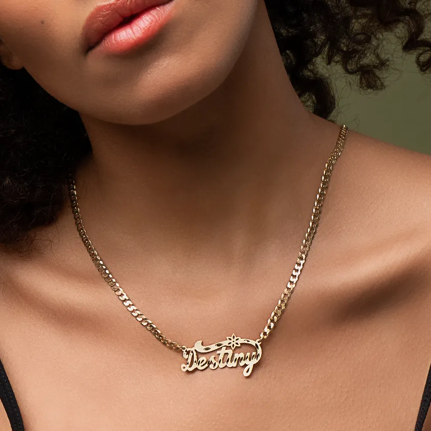 The Floral Diamond Cut Name Necklace