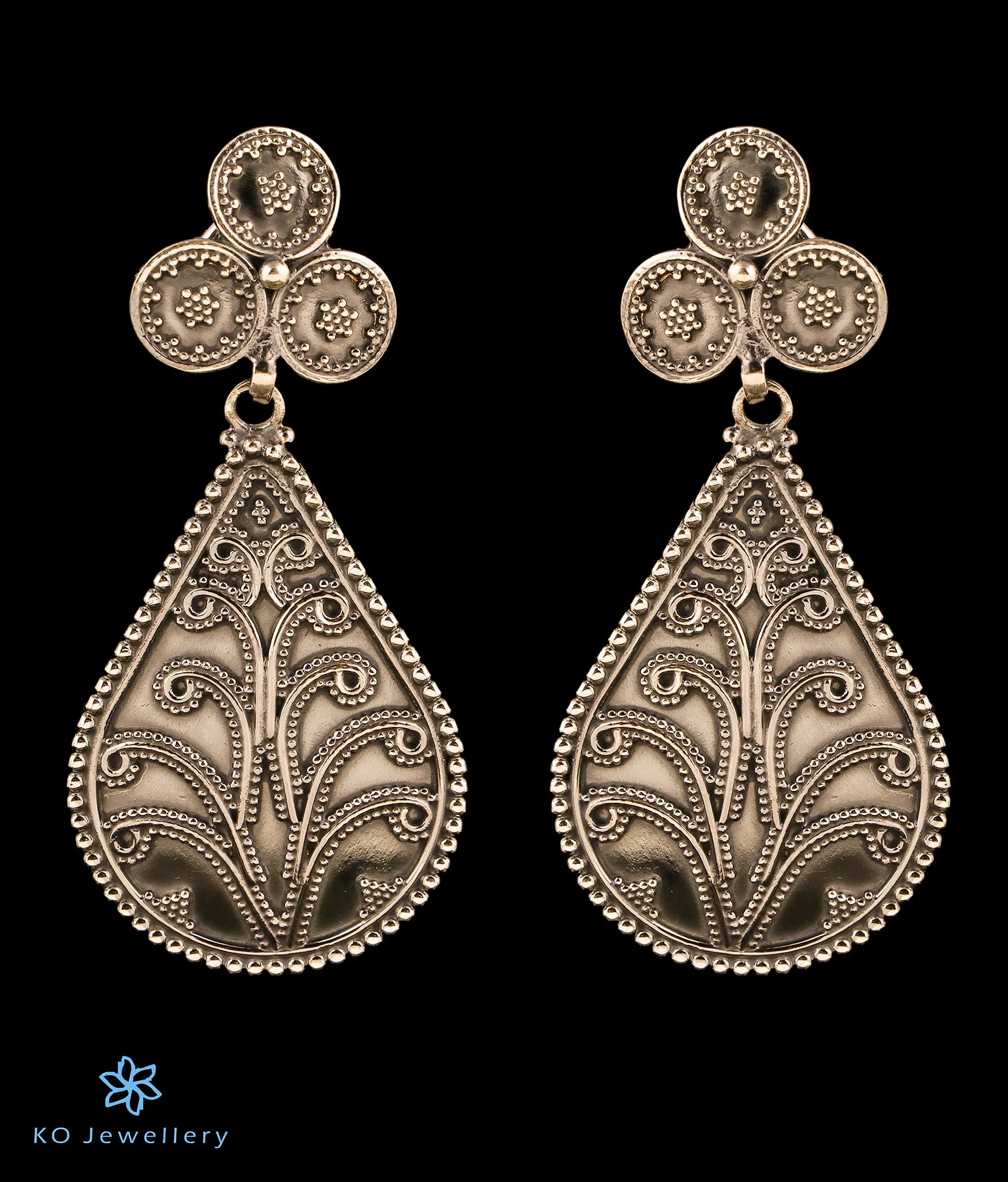 The Manyata Silver Antique Earrings