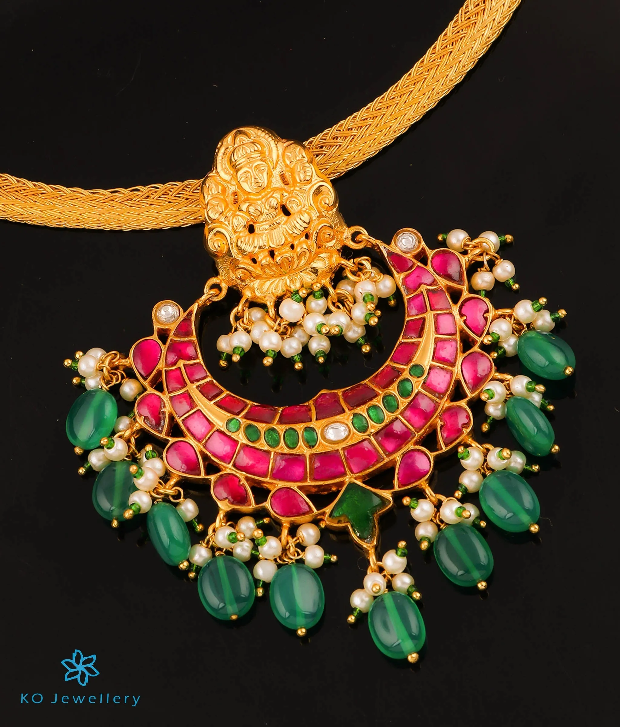 The Sejal Silver Jadau Lakshmi  Necklace