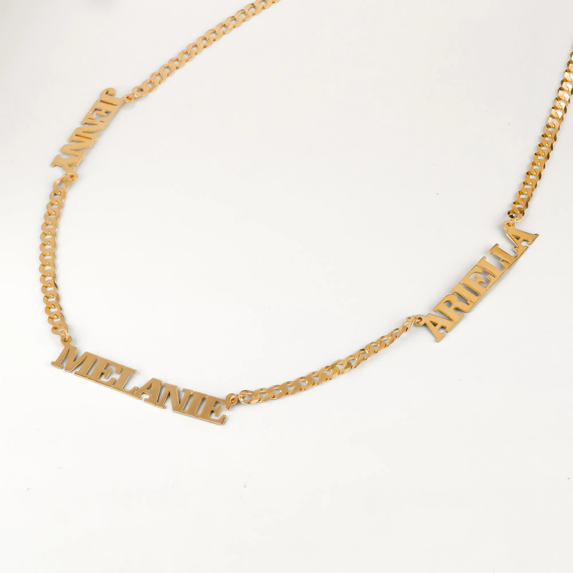 Three Name Necklace w/ Cuban Chain