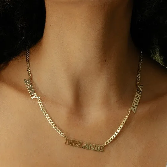 Three Name Necklace w/ Cuban Chain