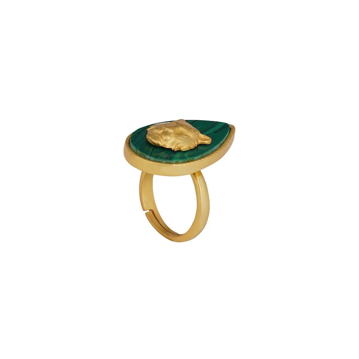 Tigris Charm - Tiger Ring with Malachite