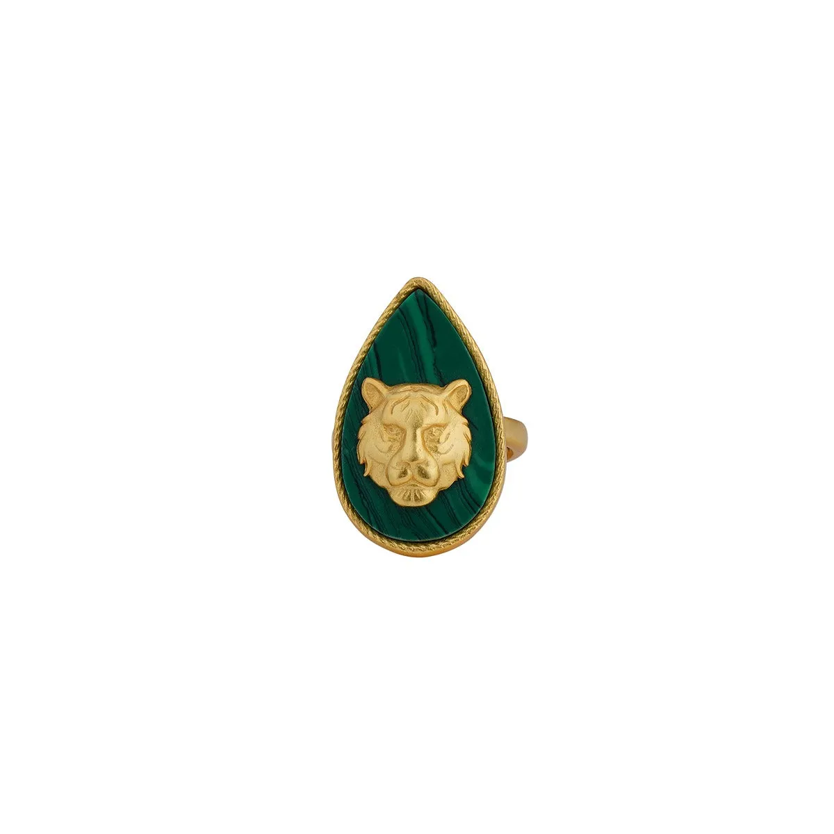 Tigris Charm - Tiger Ring with Malachite