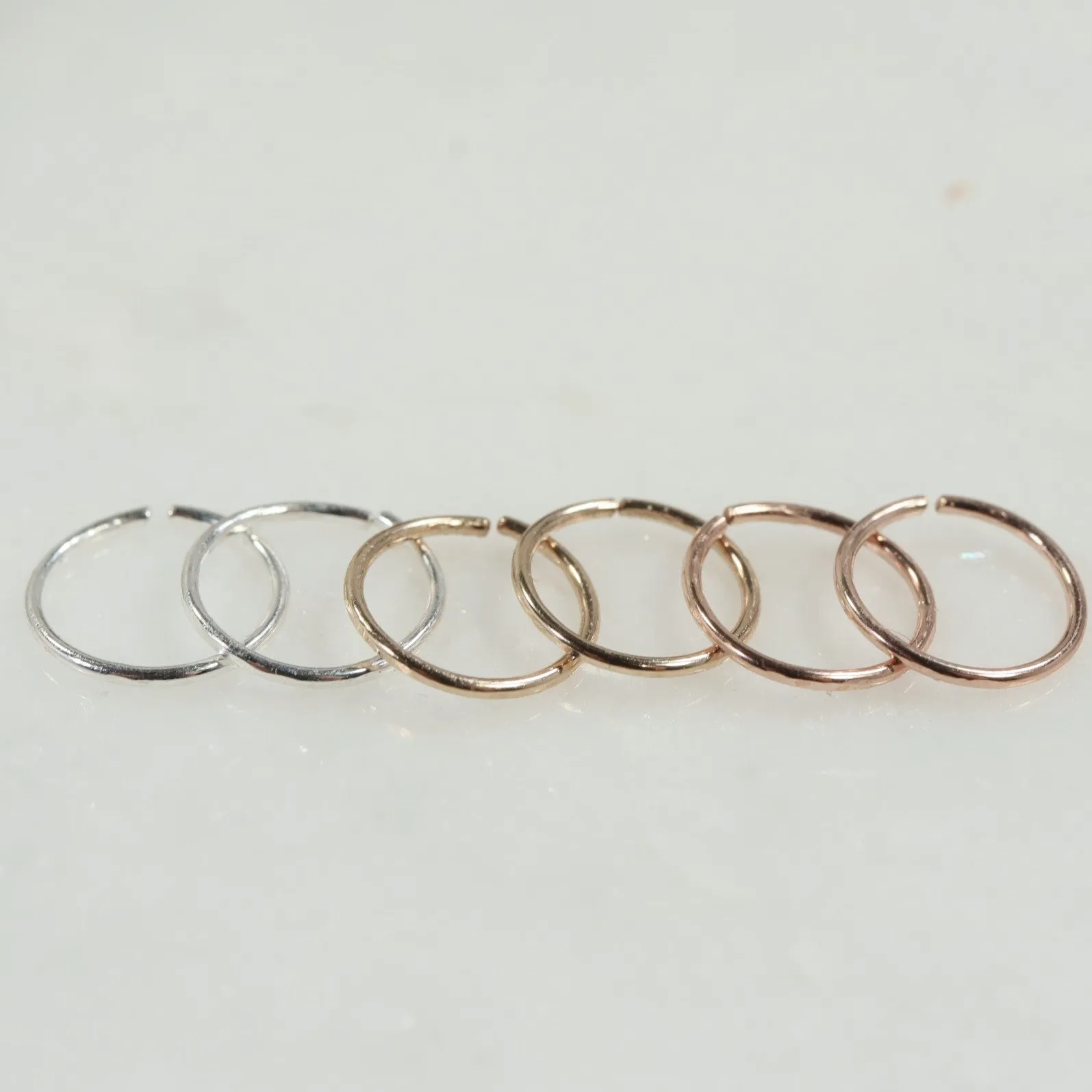 Tiny Hoop Earring Face Hammered - Choose Your Diameter, Gauge, Metal, Hoops For Men & Women