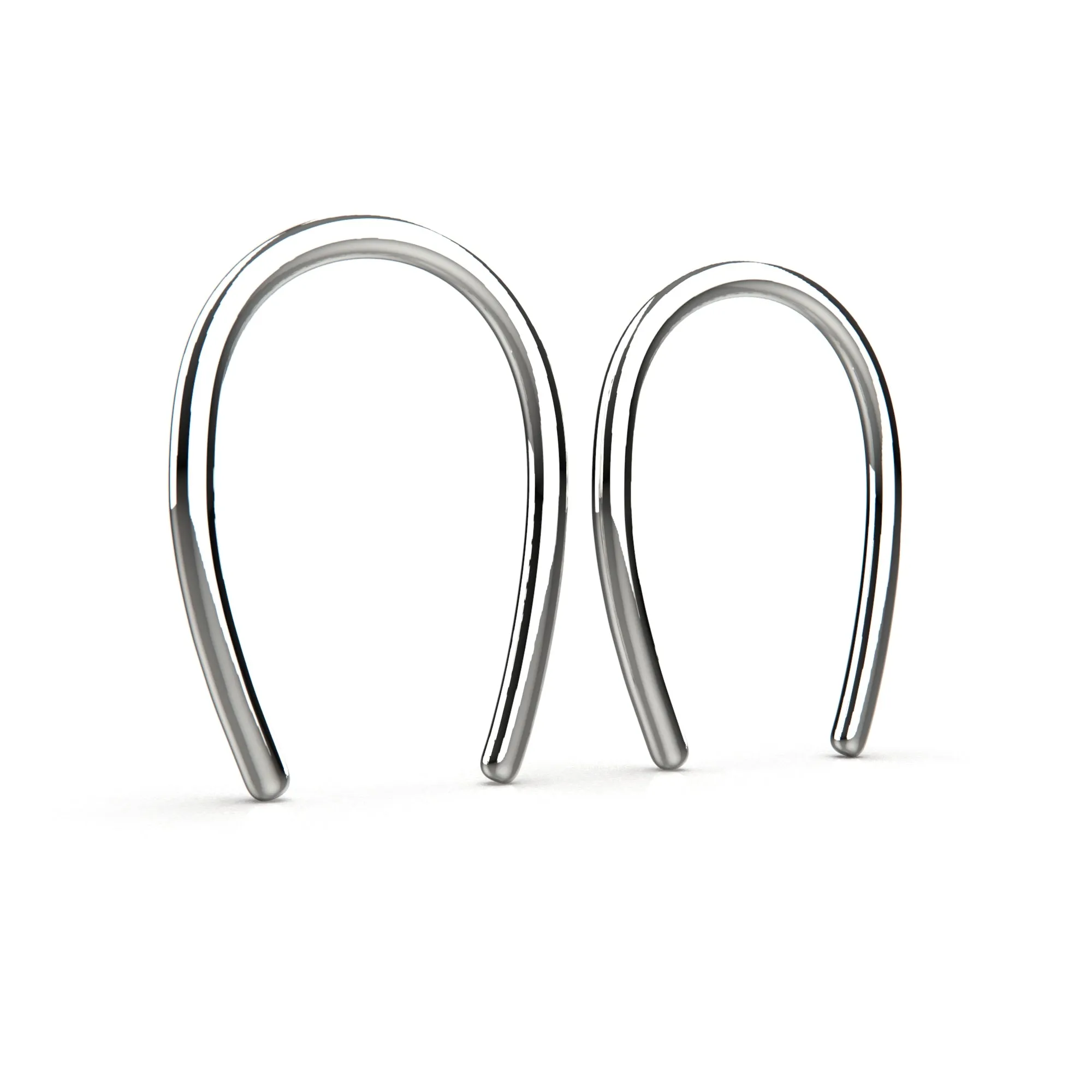 Tiny Horseshoe Pull Through Hoop Earrings