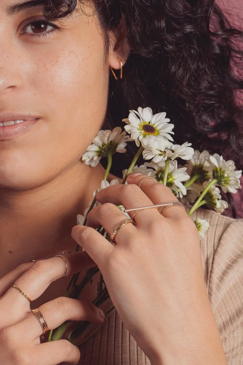 Tiny Horseshoe Pull Through Hoop Earrings