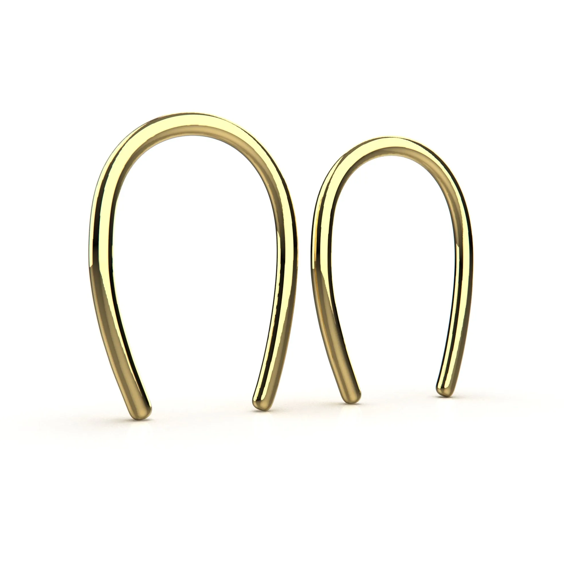 Tiny Horseshoe Pull Through Hoop Earrings