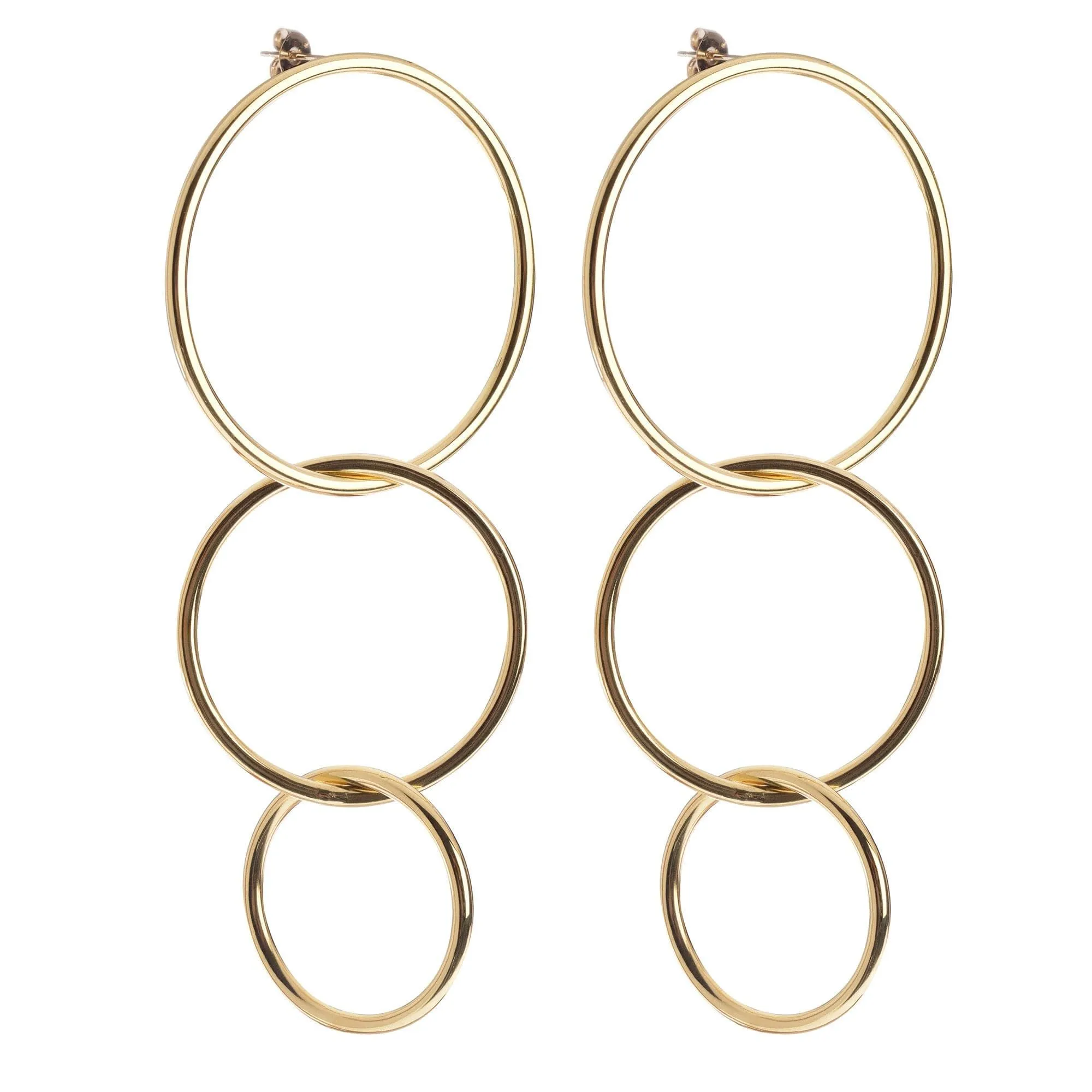 Triple Interlinking Circle Drop Earrings