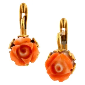 Vintage Coral Flower Earrings