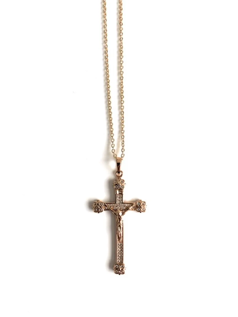 Vintage Style Cross Necklace, 18k Gold Plated Crucifix Pendant, Big Cross Charm, Catholic Gifts, Jesus Charm, Vintage Cross Choker, For Her