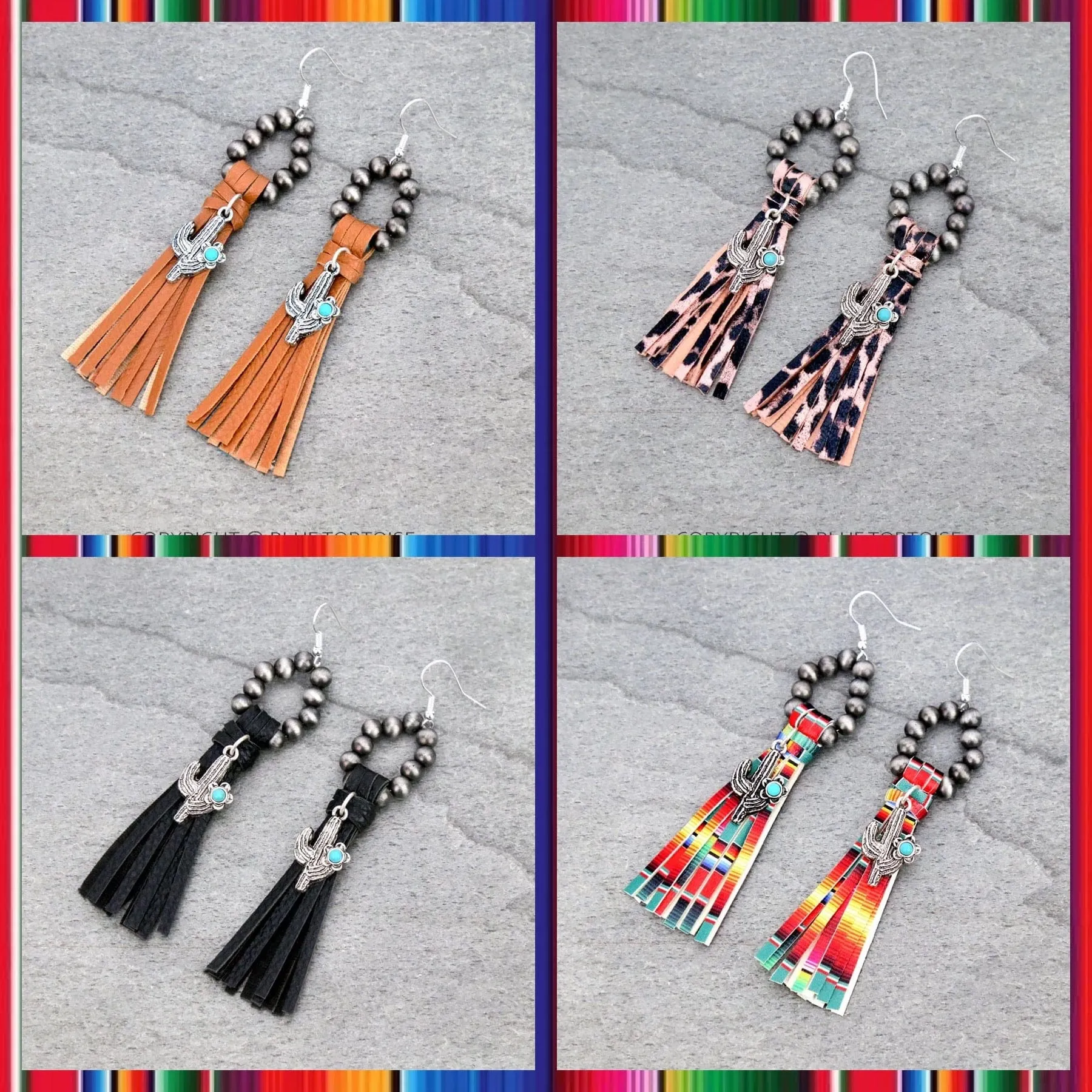 Western Navajo cactus fringe EARRINGS