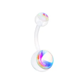 WILDKLASS Illuniating Moonstone Bio Flexible Shaft Acrylic Ball Belly Button Ring