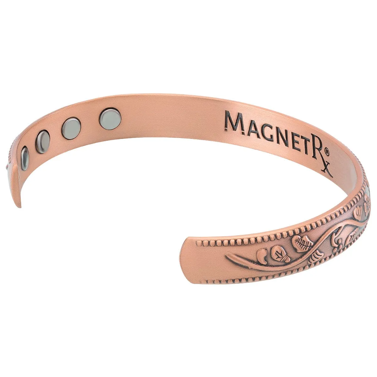 Women’s Floral Style Copper Magnetic Therapy Bracelet Bangle