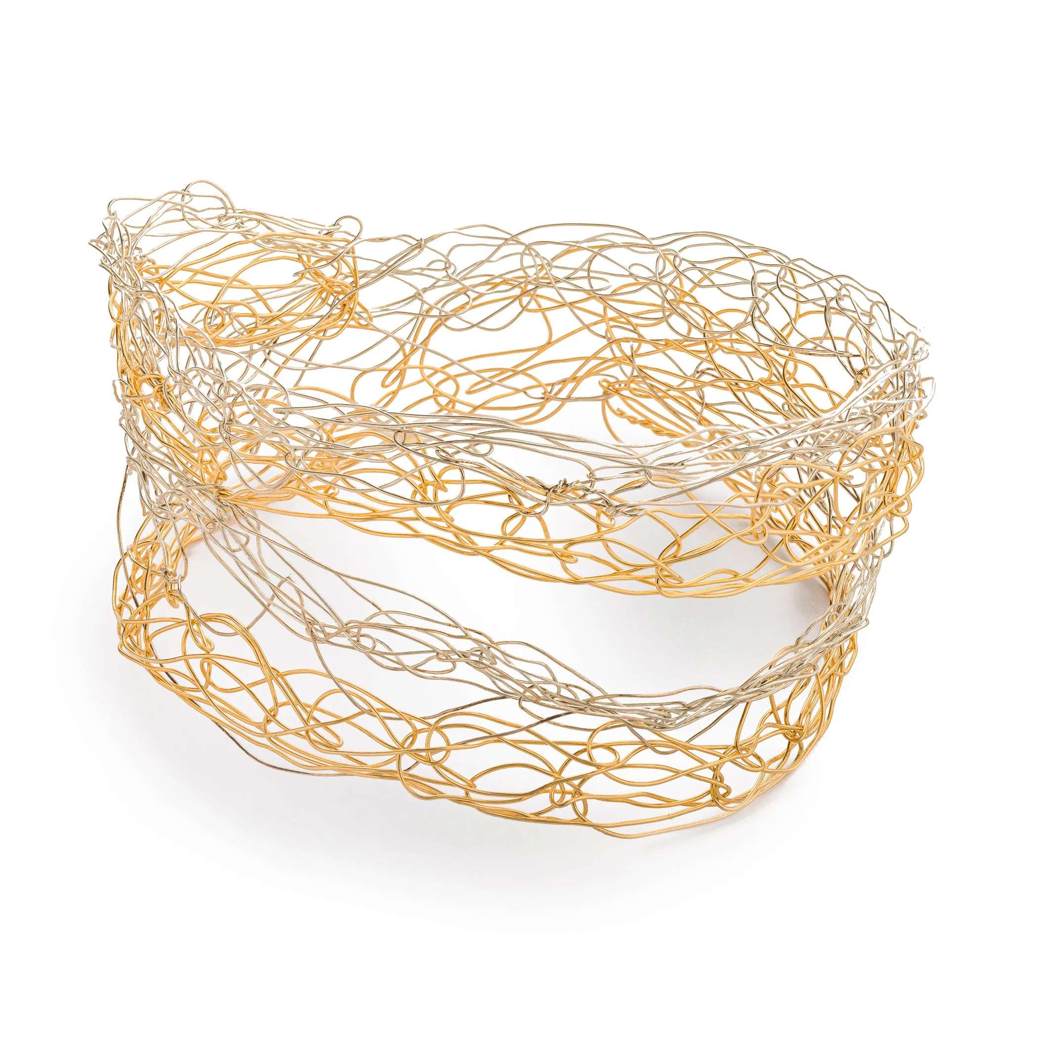 Woven Gold and Silver Bangle Bracelet