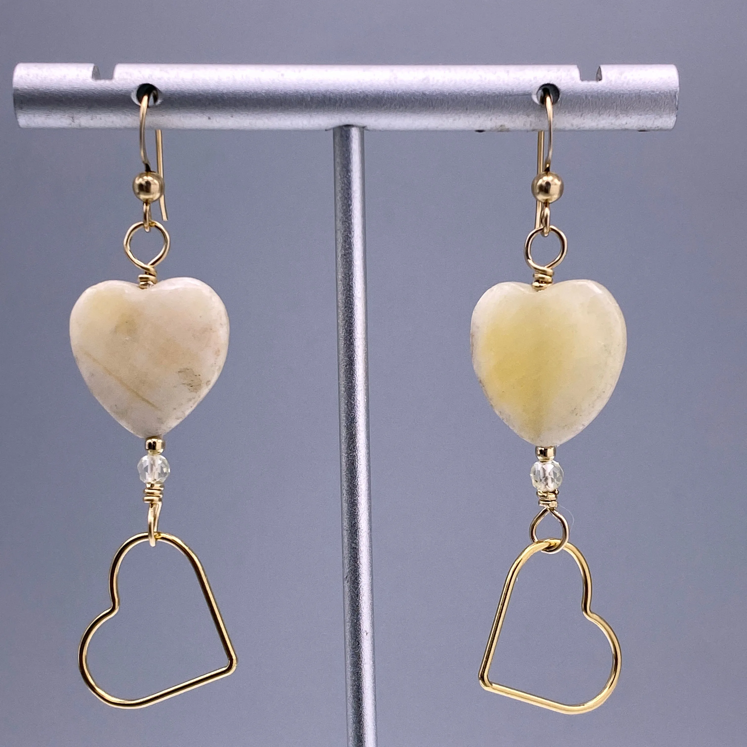 Yellow Topaz gemsotne and gold Heart Earrings