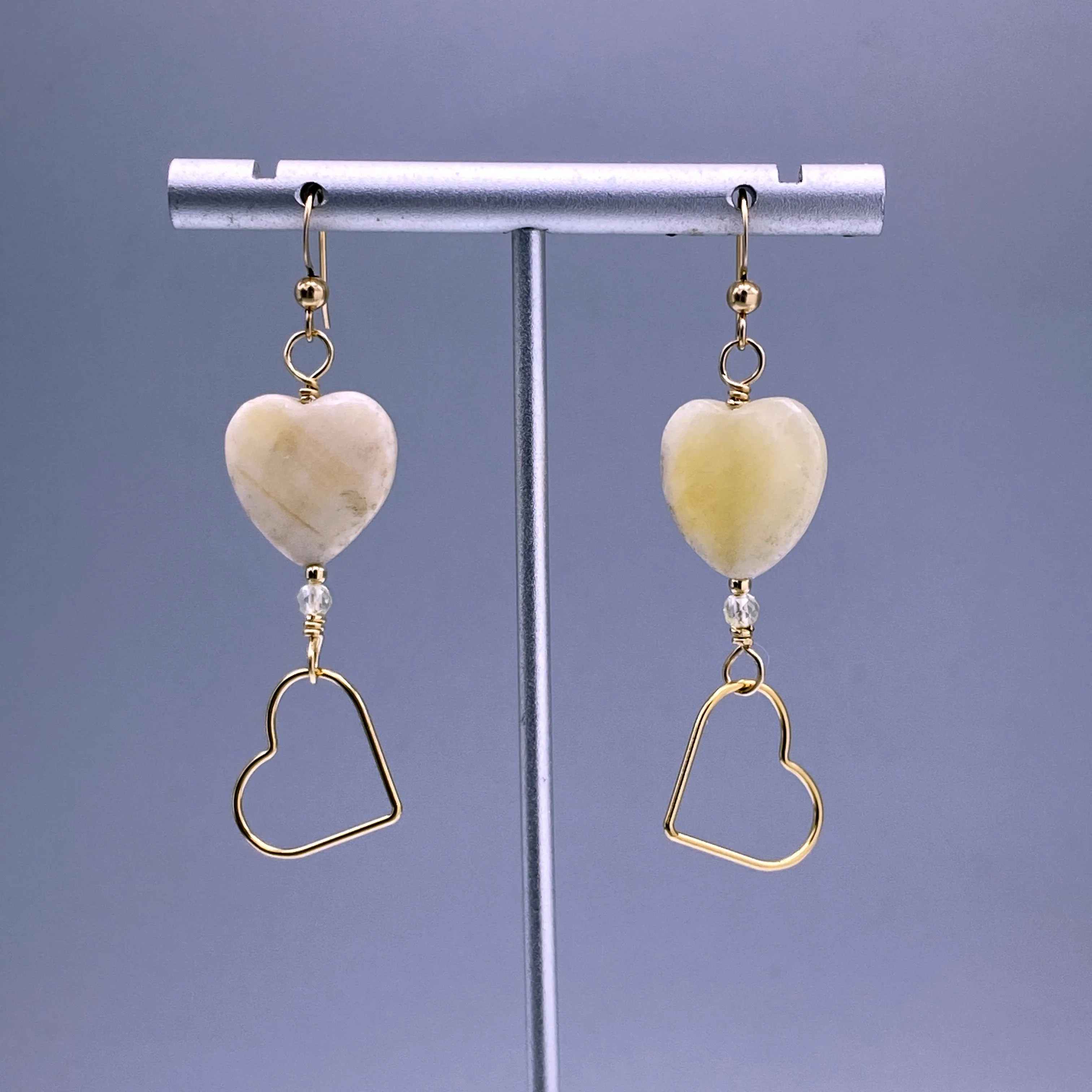 Yellow Topaz gemsotne and gold Heart Earrings