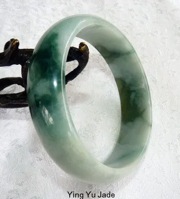 Yin and Yang Burmese Jadeite Old Mine Bangle Bracelet 59 mm (BB2953)